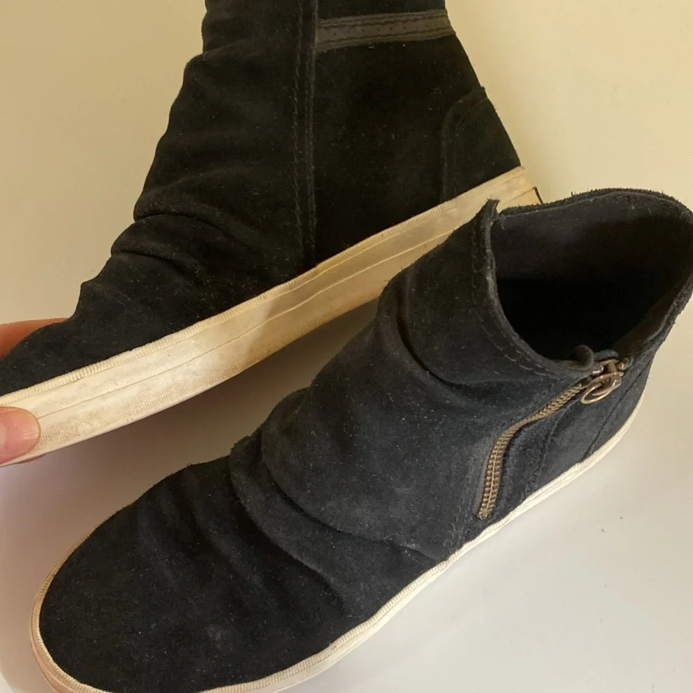 Sperry Black Suede High Top Zipper Sneakers Size 10